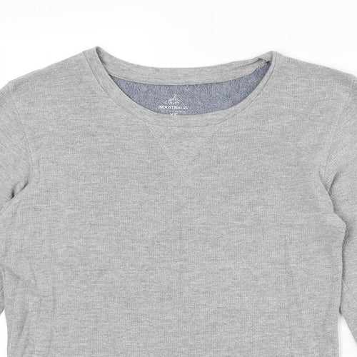 Industrialise Mens Grey Cotton T-Shirt Size XS Round Neck