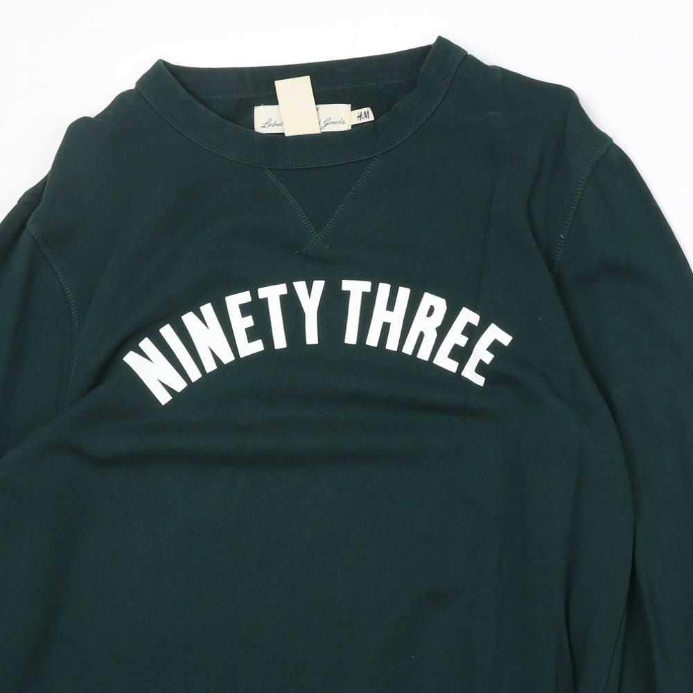 H&M Womens Green Cotton Pullover Sweatshirt Size S Pullover - Ninety Three