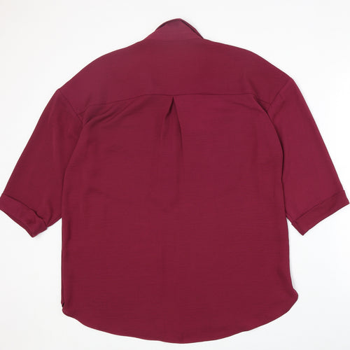 Nutmeg Womens Purple Polyester Basic Blouse Size 16 Collared