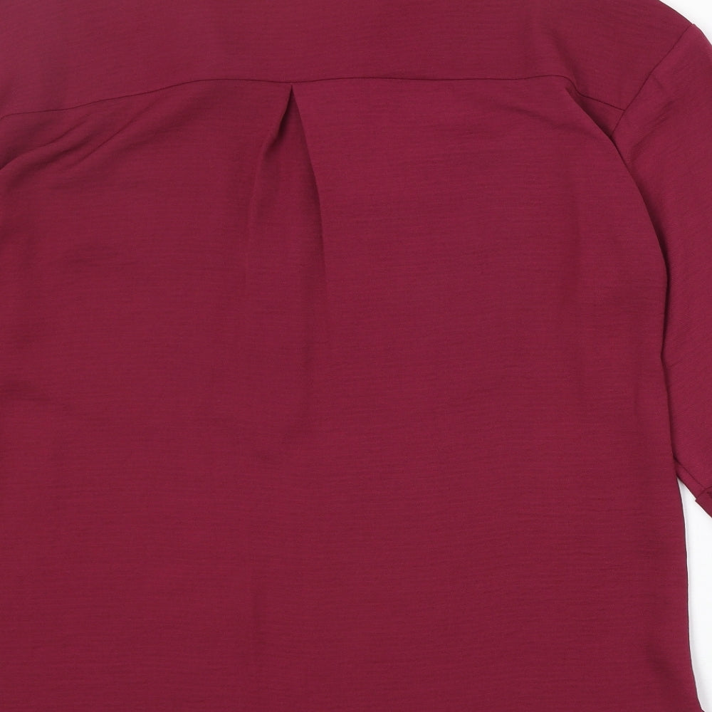 Nutmeg Womens Purple Polyester Basic Blouse Size 16 Collared