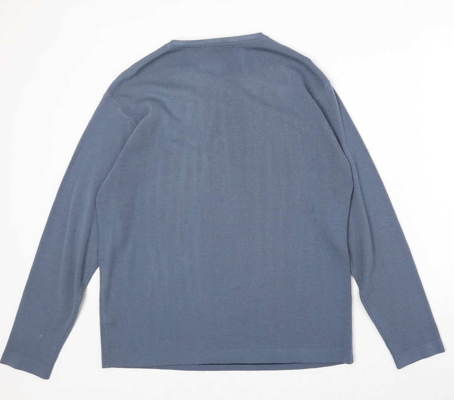 George Mens Blue Round Neck Acrylic Pullover Jumper Size L Long Sleeve