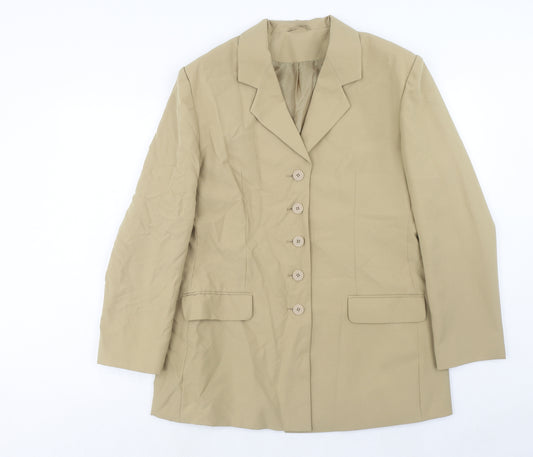 Preworn Womens Beige Polyester Jacket Suit Jacket Size 16