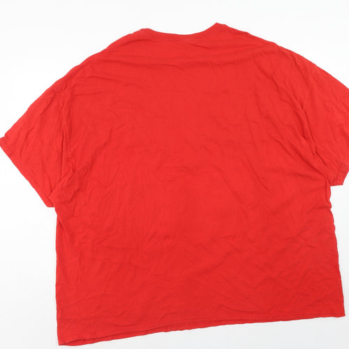 Gildan Mens Red Cotton T-Shirt Size 4XL Round Neck - Size 5XL Wales Rugby