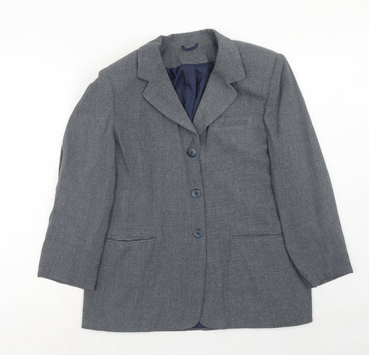 Essentials Womens Blue Polyester Jacket Blazer Size 18