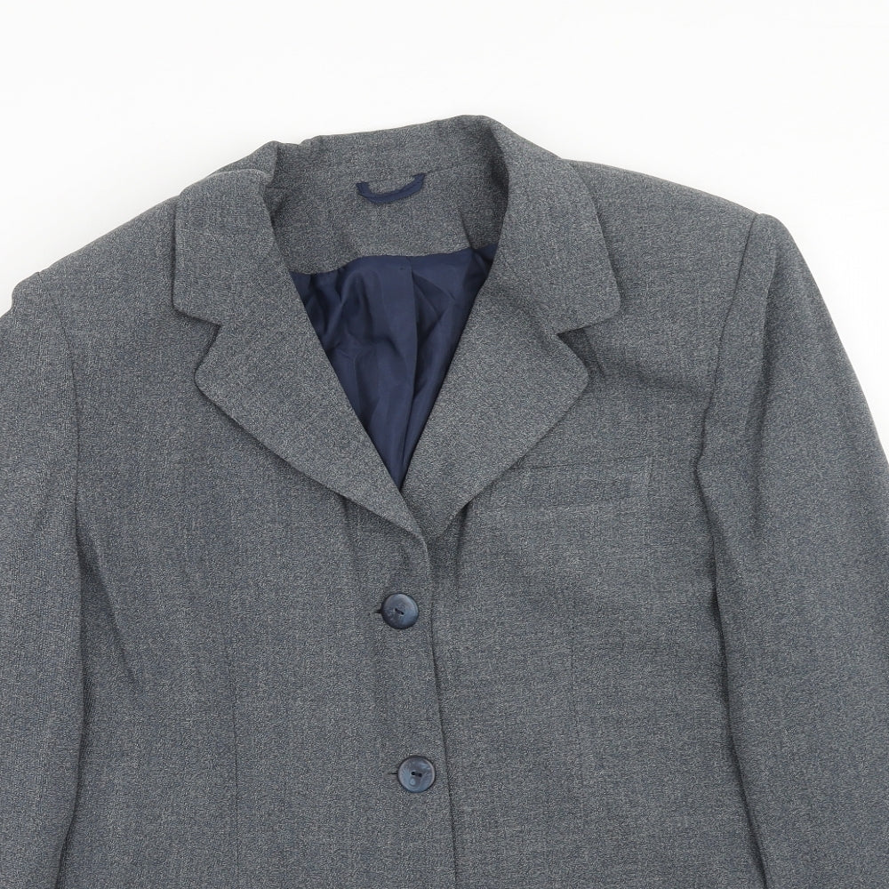 Essentials Womens Blue Polyester Jacket Blazer Size 18