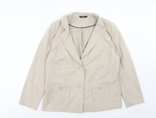 Bonmarché Womens Beige Polyester Jacket Blazer Size 16