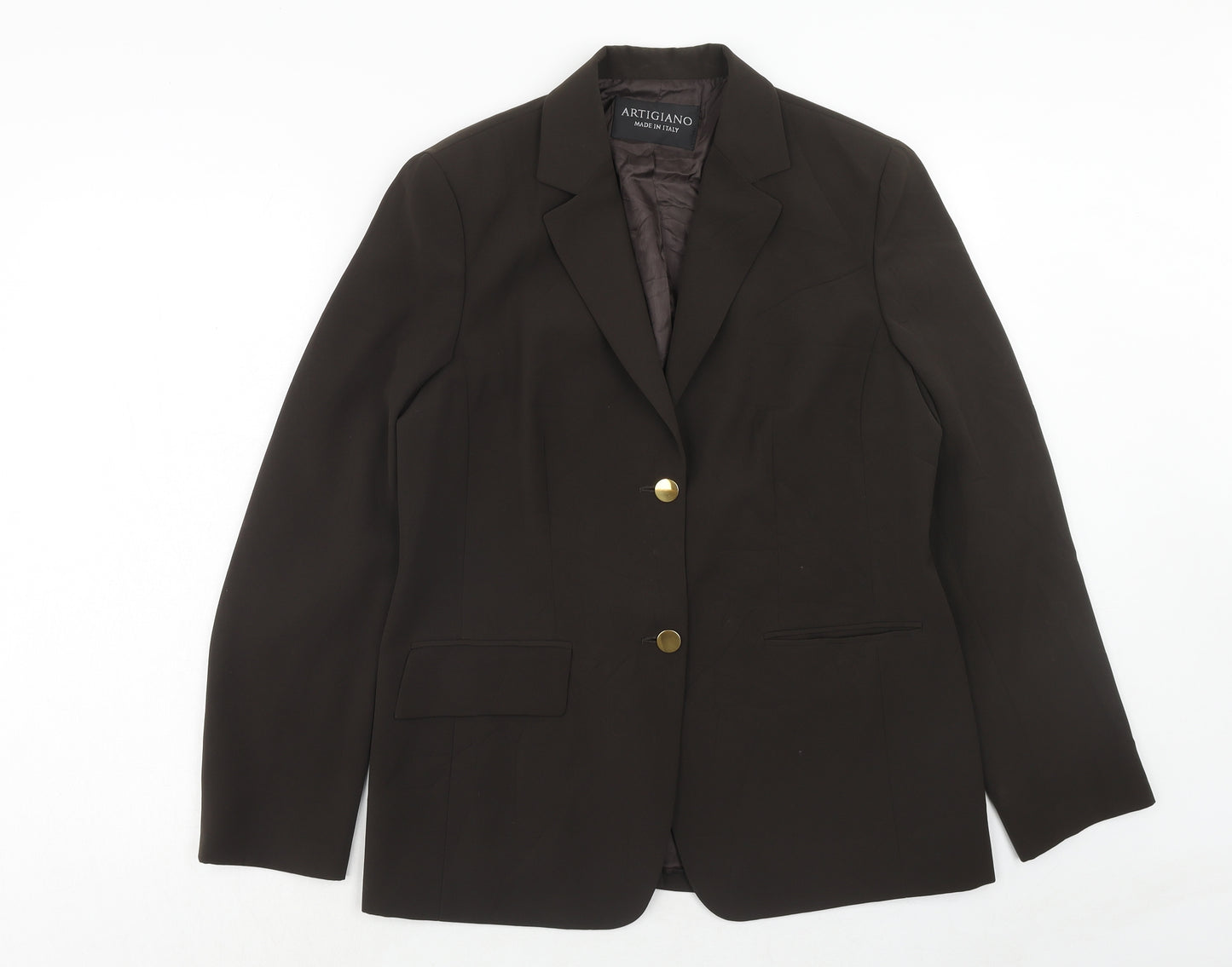 Artigiano Womens Beige Polyester Jacket Suit Jacket Size 14