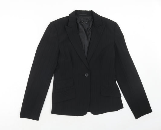 Zero Womens Black Polyester Jacket Blazer Size 8