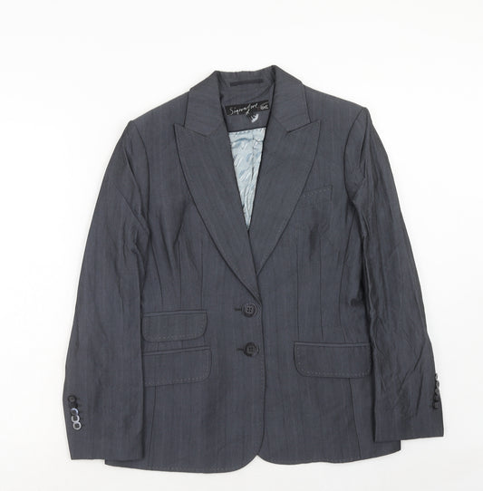 NEXT Womens Blue Viscose Jacket Suit Jacket Size 14 - Five-Button Jacket Sleeve