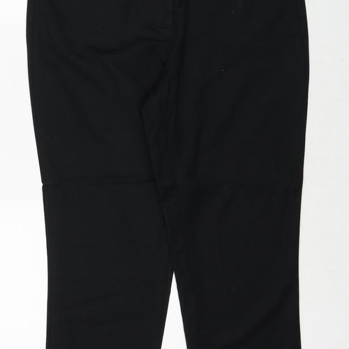 Dalia Womens Black Cotton Chino Trousers Size 10 Regular Zip