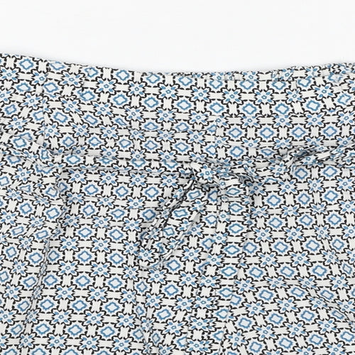 New Look Womens Blue Geometric Viscose Basic Shorts Size 10 Regular Pull On