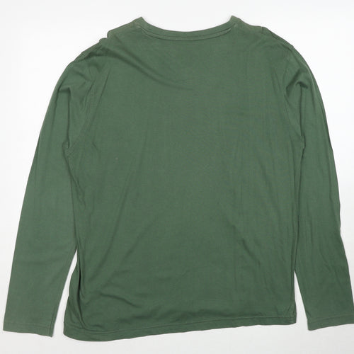 Cedar Wood State Mens Green Round Neck Cotton Pullover Jumper Size L Long Sleeve