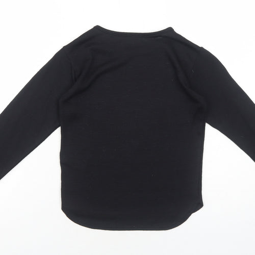 H&M Girls Black Polyester Basic T-Shirt Size 7-8 Years Round Neck Pullover - I'm Actually a Unicorn