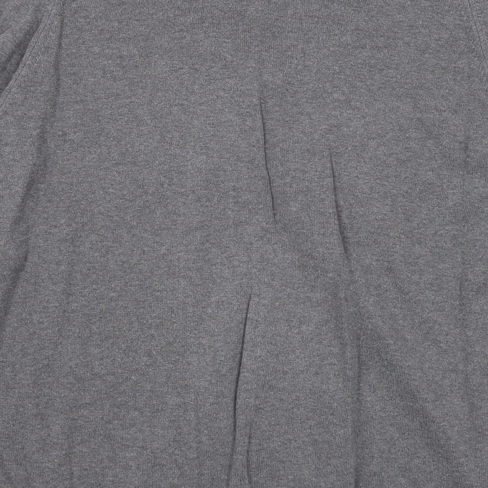 Trutex Mens Grey V-Neck Cotton Pullover Jumper Size L Long Sleeve