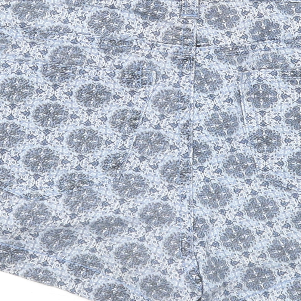 H&M Womens Blue Geometric Cotton Mom Shorts Size 6 Regular Zip