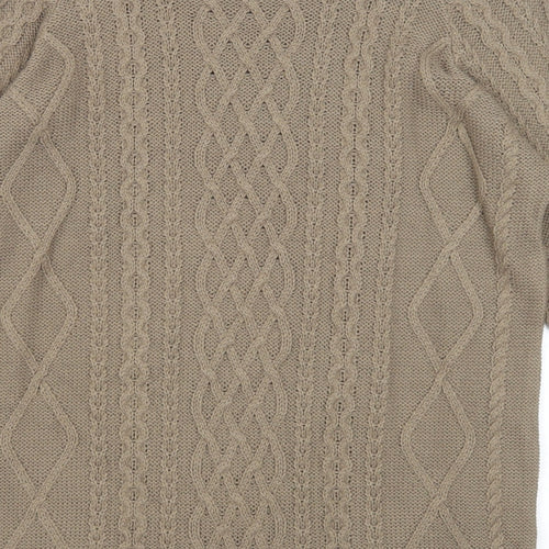 BASSINI Womens Brown Square Neck Geometric Acrylic Pullover Jumper Size M