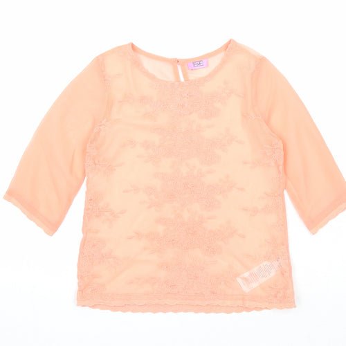 F&F Girls Pink Floral Polyester Basic Blouse Size 5-6 Years Round Neck Button