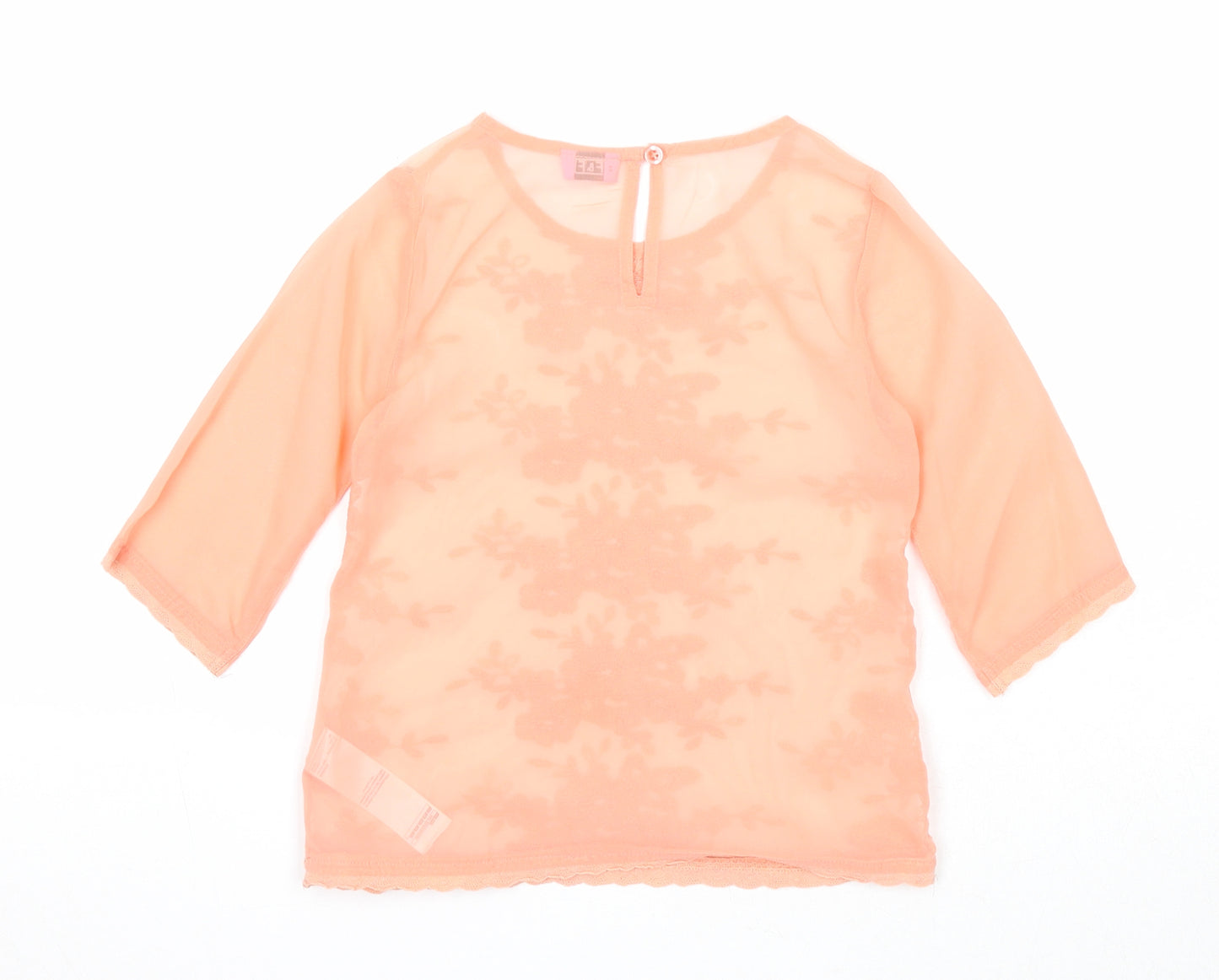 F&F Girls Pink Floral Polyester Basic Blouse Size 5-6 Years Round Neck Button