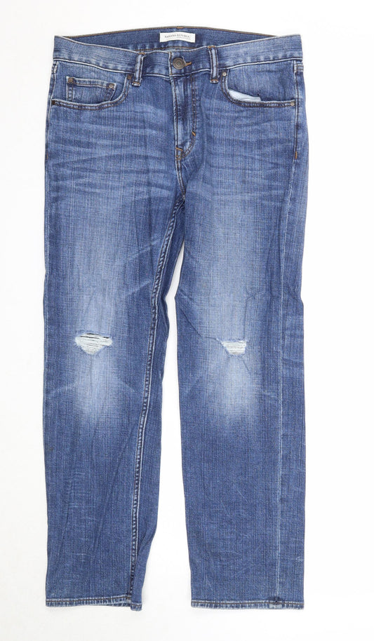 Banana Republic Mens Blue Cotton Straight Jeans Size 28 in Regular Zip