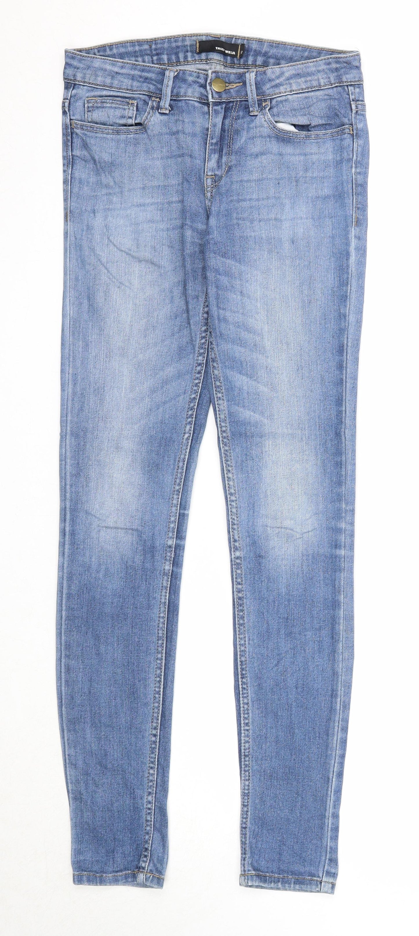 TALLY WEiJL Womens Blue Cotton Skinny Jeans Size 4 Regular Zip