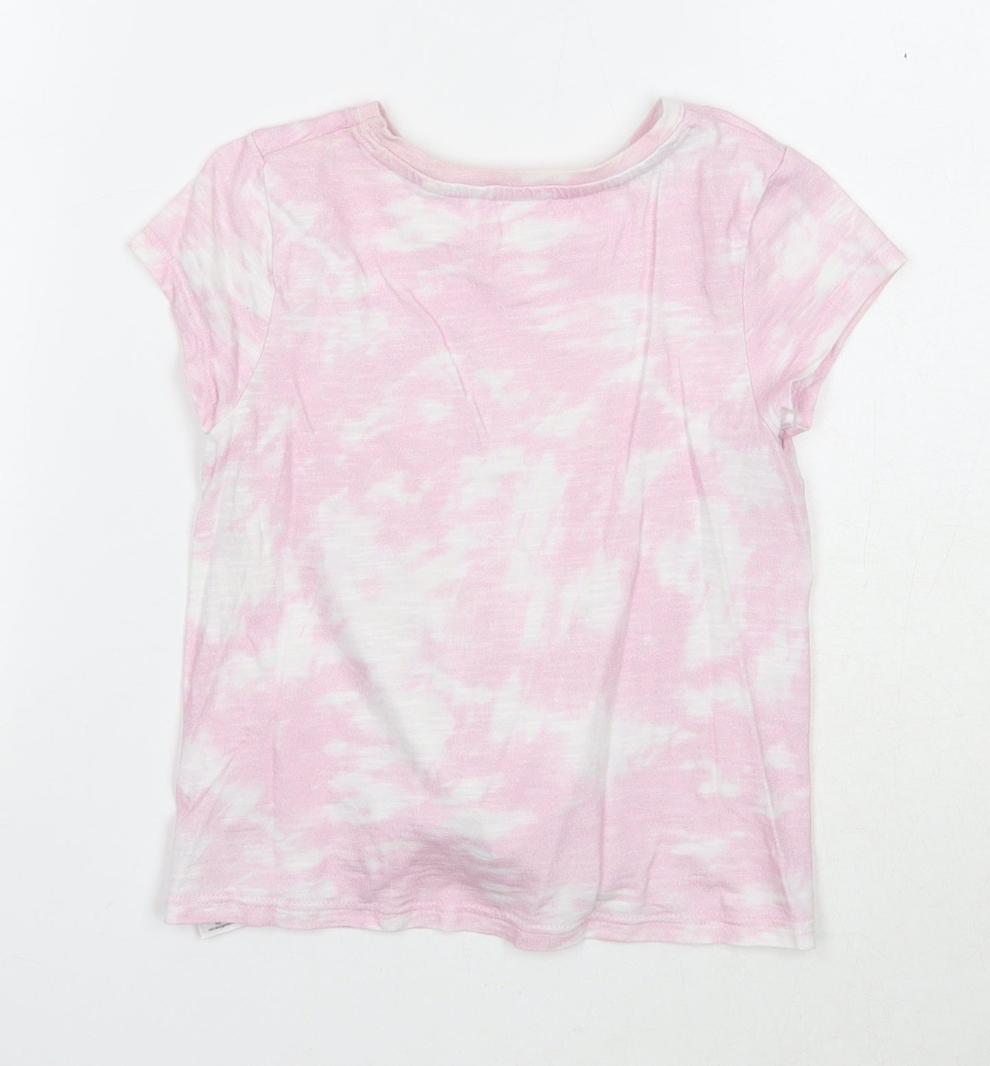 NEXT Girls Pink Geometric Cotton Basic T-Shirt Size 6 Years Round Neck Pullover