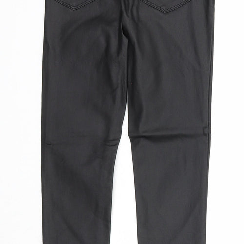 NEXT Girls Black Viscose Jegging Trousers Size 9 Years Regular Pullover - Faux Leather Style