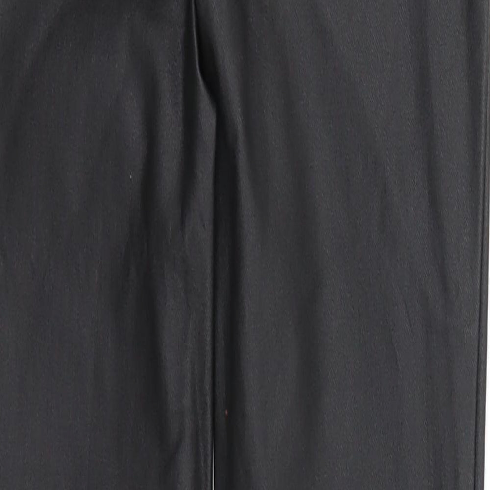 NEXT Girls Black Viscose Jegging Trousers Size 9 Years Regular Pullover - Faux Leather Style