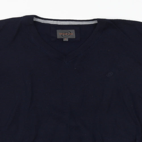 Douglas Mens Blue V-Neck Acrylic Pullover Jumper Size M Long Sleeve