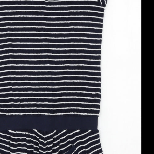 Marks and Spencer Womens Blue Striped Cotton Playsuit One-Piece Size 10 Tie