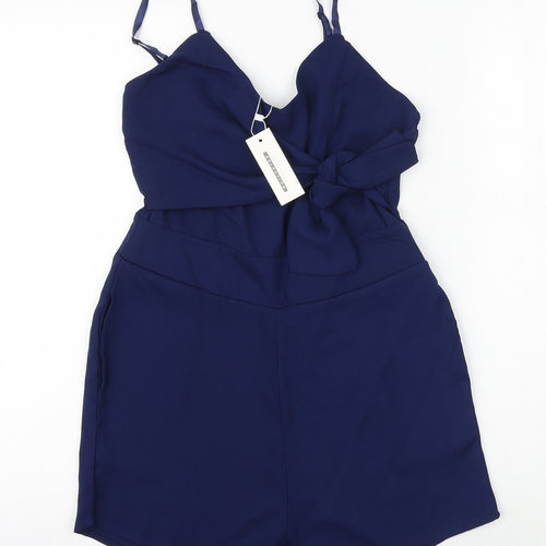 CBR Womens Blue Polyester Playsuit One-Piece Size M Pullover - Tie Front Detail