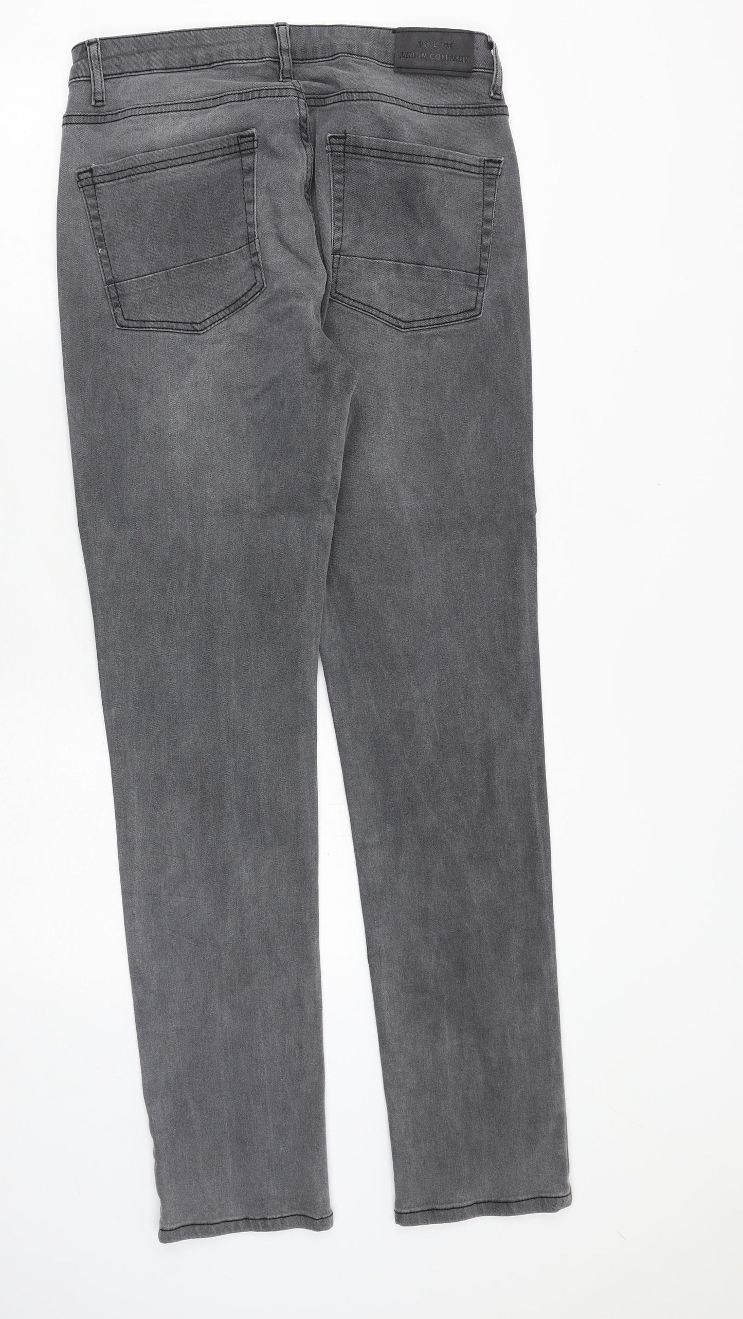 Limon Company Mens Grey Cotton Straight Jeans Size 32 in Regular Zip