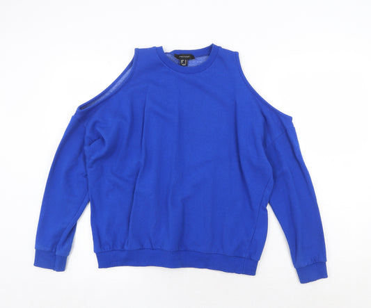 Atmosphere Womens Blue Cotton Pullover Sweatshirt Size 10 Pullover - Cold Shoulder