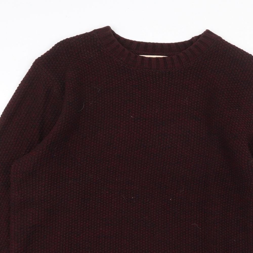 Primark Mens Red Round Neck Acrylic Pullover Jumper Size S Long Sleeve