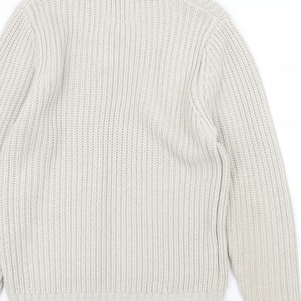 Burton Mens Beige V-Neck Acrylic Pullover Jumper Size S Long Sleeve