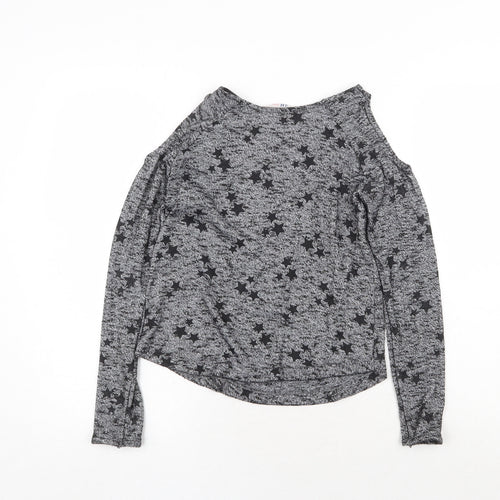 H&M Girls Grey Round Neck Geometric Polyester Pullover Jumper Size 11-12 Years Pullover - Star Print