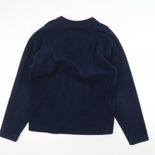 Gap Mens Blue V-Neck Polyester Pullover Jumper Size M Long Sleeve