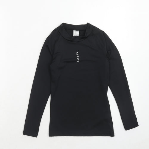 DECATHLON Boys Black Polyester Basic T-Shirt Size 8-9 Years Round Neck Pullover - Kipsta