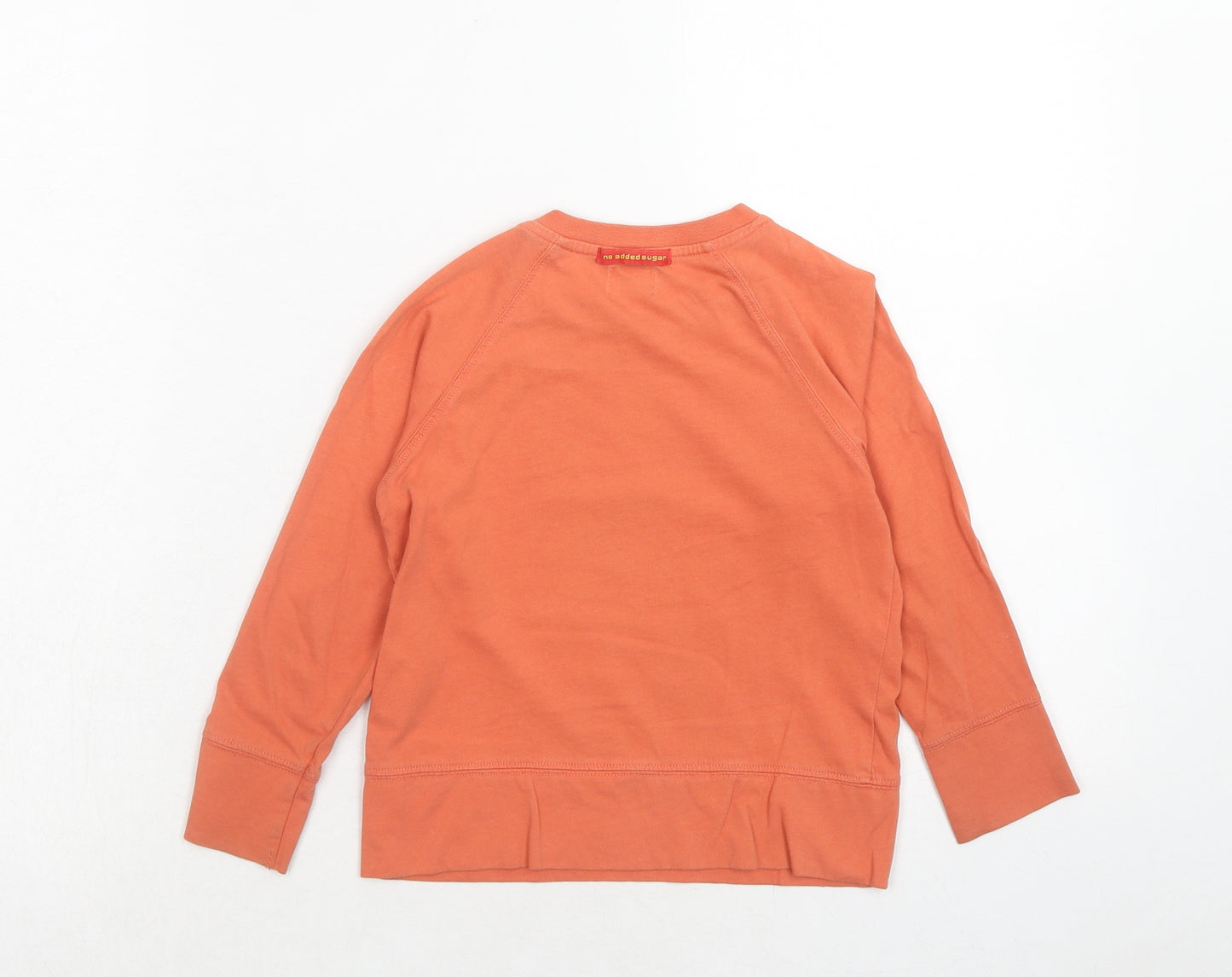 No Added Sugar Boys Orange Cotton Basic T-Shirt Size 4 Years Round Neck Pullover