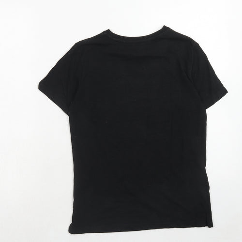 NEXT Boys Black Cotton Basic T-Shirt Size 10 Years Round Neck Pullover - VIP Print
