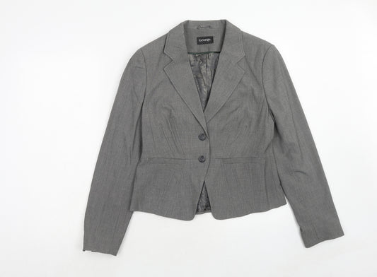 George Womens Grey Polyester Jacket Blazer Size 10