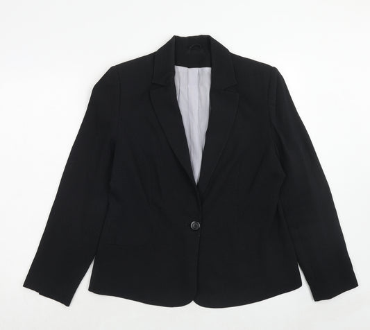 Dorothy Perkins Womens Black Geometric Polyester Jacket Blazer Size 16