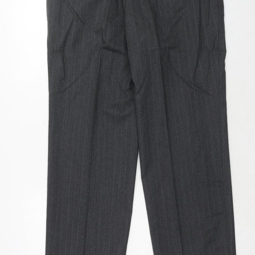 CENTAUR Mens Grey Striped Wool Dress Pants Trousers Size 38 in Regular Hook & Eye