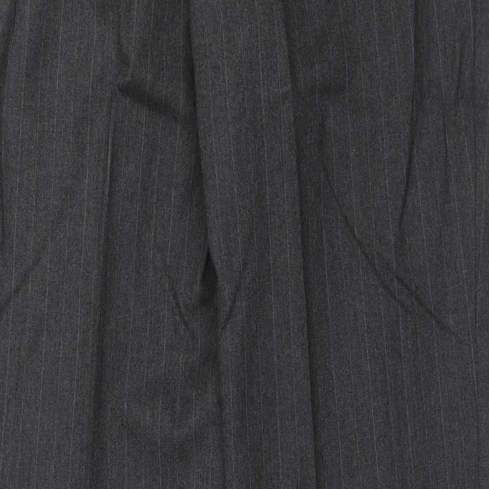 CENTAUR Mens Grey Striped Wool Dress Pants Trousers Size 38 in Regular Hook & Eye