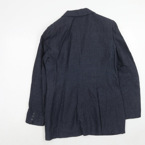 L.O.G.G. Womens Blue Linen Jacket Suit Jacket Size 12