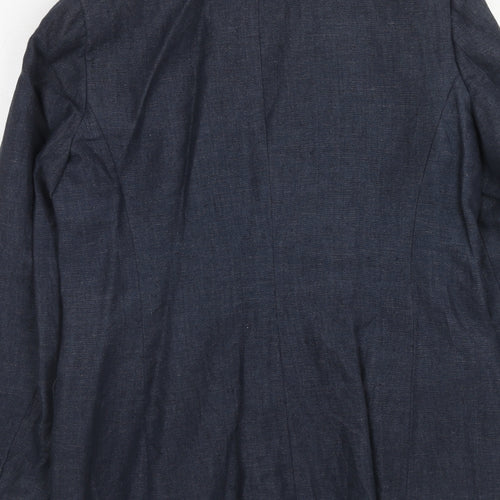 L.O.G.G. Womens Blue Linen Jacket Suit Jacket Size 12