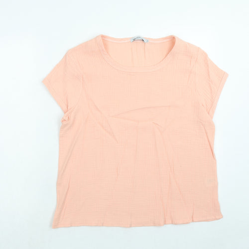 MissLook Womens Pink Polyester Basic T-Shirt Size L Round Neck