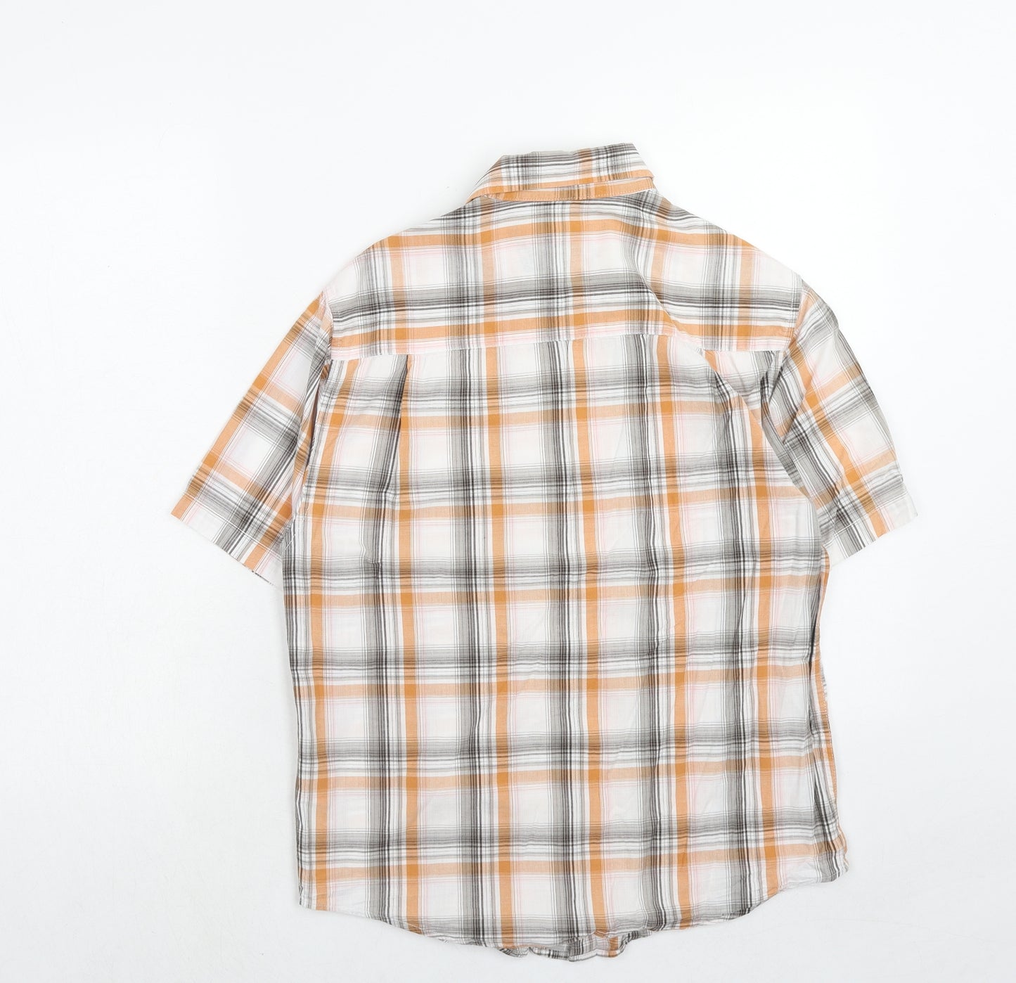 UrbanSpirit Mens Orange Plaid Cotton Button-Up Size S Collared Button