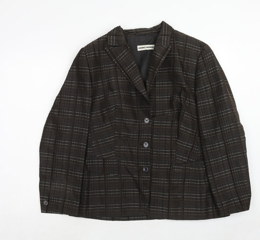 Gerry Weber Womens Brown Plaid Polyester Jacket Blazer Size 18