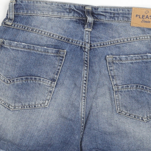 Please Womens Blue Cotton Cut-Off Shorts Size XS Regular Zip