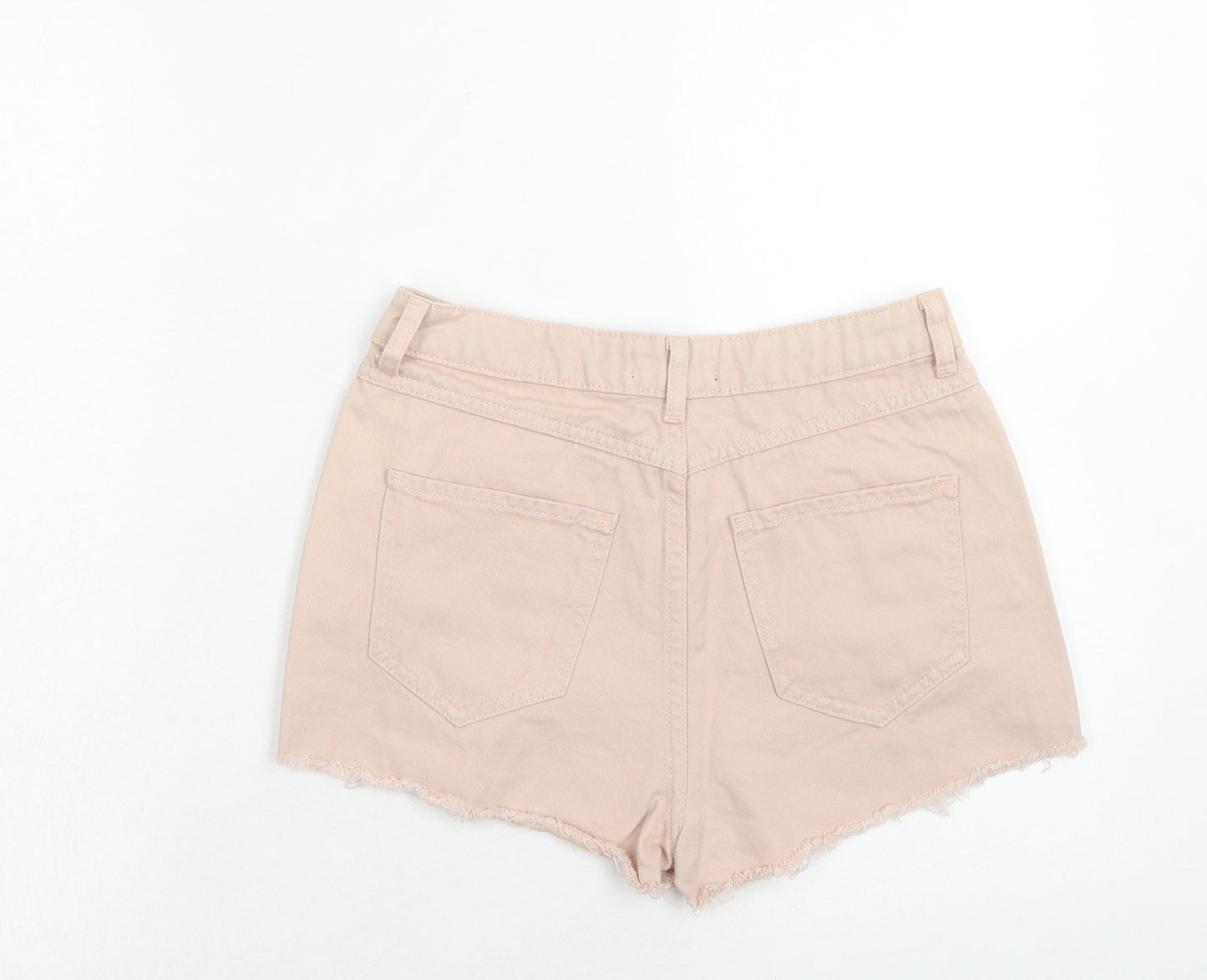 Missguided Womens Pink Cotton Cut-Off Shorts Size 8 Regular Zip